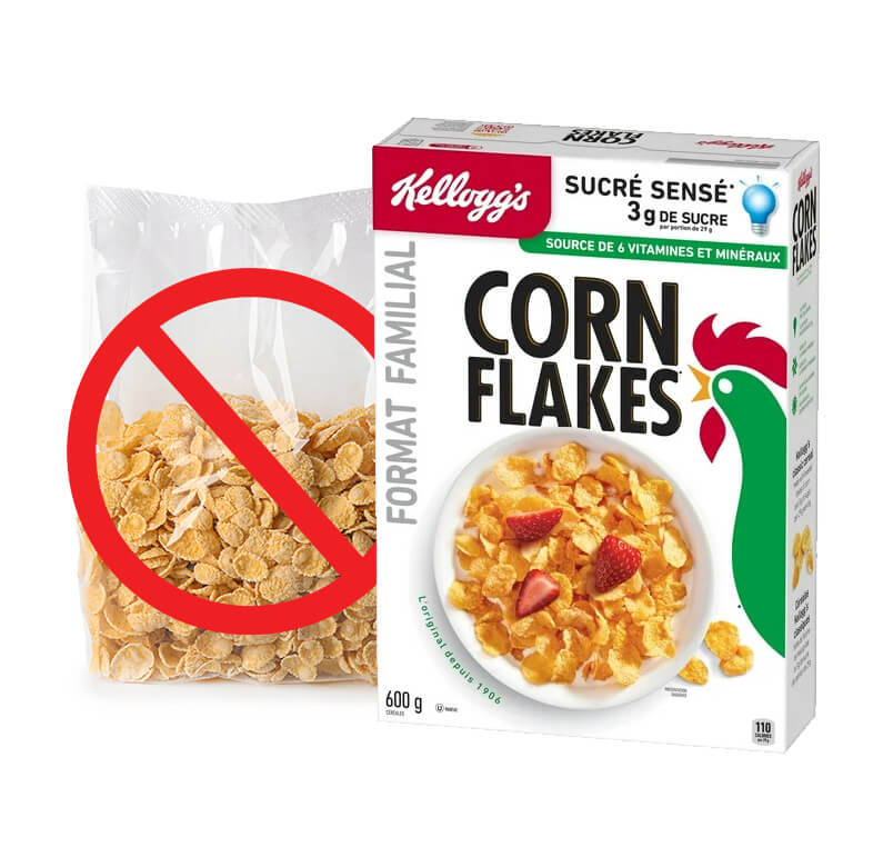 Remove cereal bag