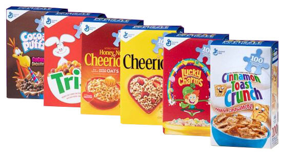 Current cereal packaging